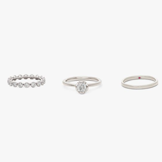 18ct White Gold Marguerite 0.50ct Solitaire Ring Stack | Annoushka jewelley